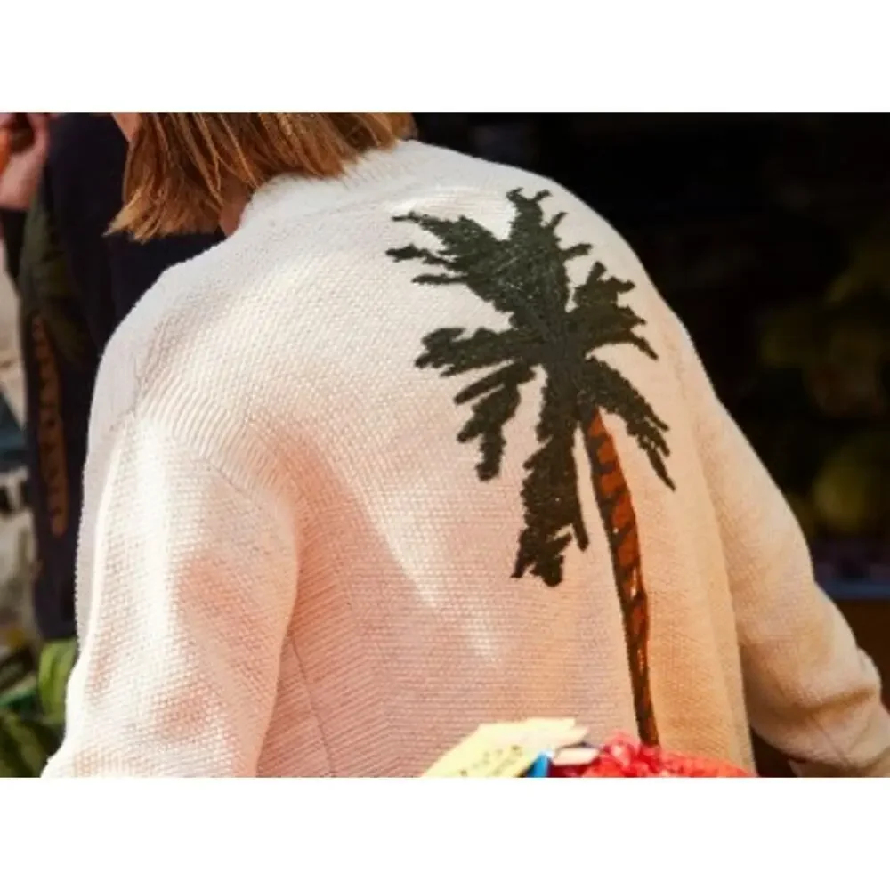 Scotch & Soda Americana Embroidered Cardigan Sweater Mens L Palm Tree Rare